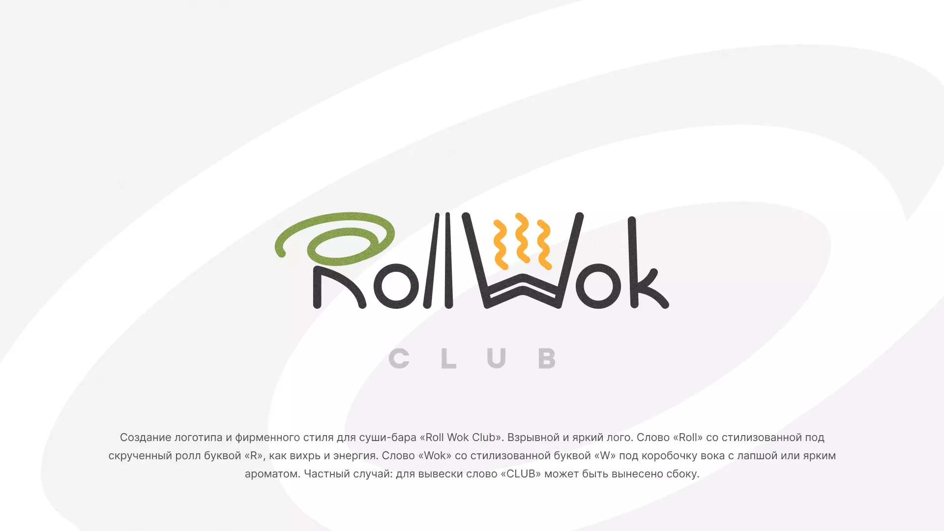 Разработка логотипа и фирменного стиля суши-бара «Roll Wok Club» в Валуйках